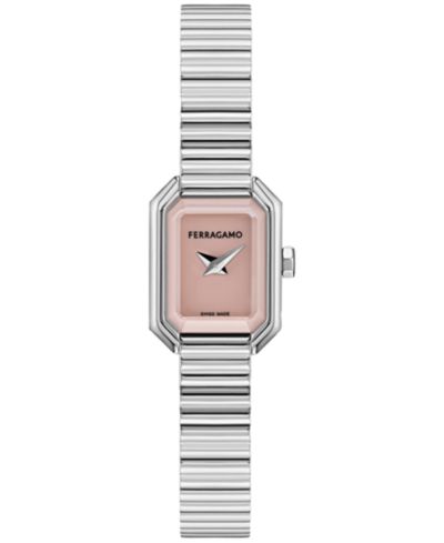 Женские швейцарские браслетные часы Ferragamo Swiss Crystal Petite Stainless Steel 15x20mm