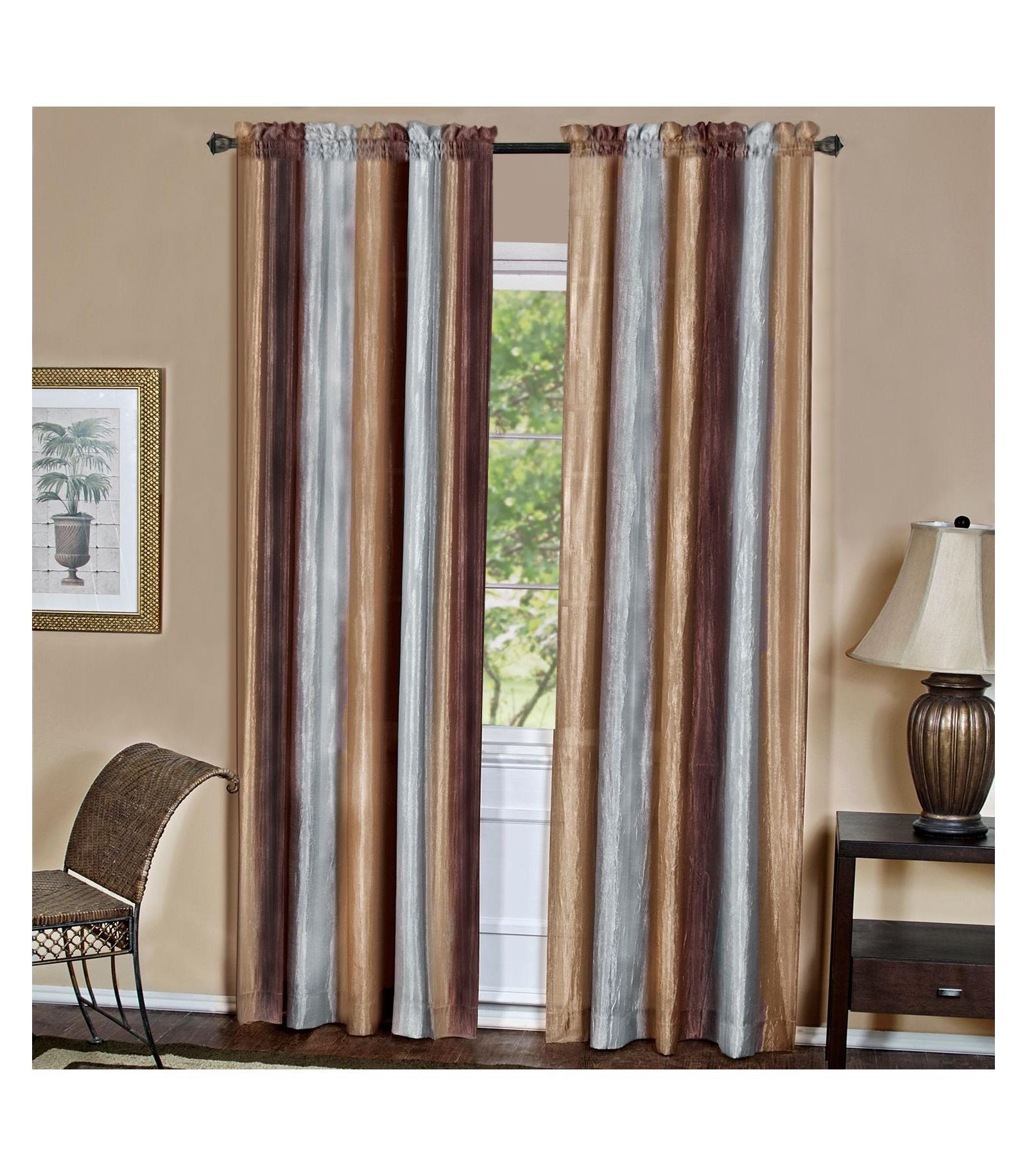 GoodGram Ombre Crushed Satin Sheer Single Window Curtains & Valances