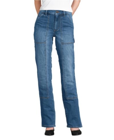 Lands' End Women's Soft Denim High Rise Rail Straight Leg Utility Jeans