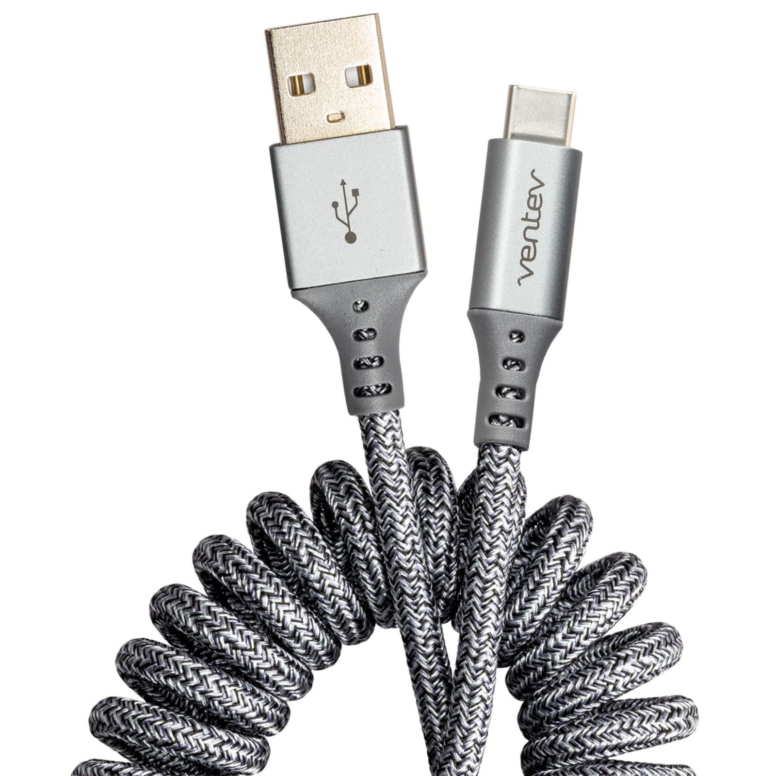 Ventev Helix High-Speed Coiled-Design 3-Foot USB-A to USB-C Cable for Universal USB-C Devices