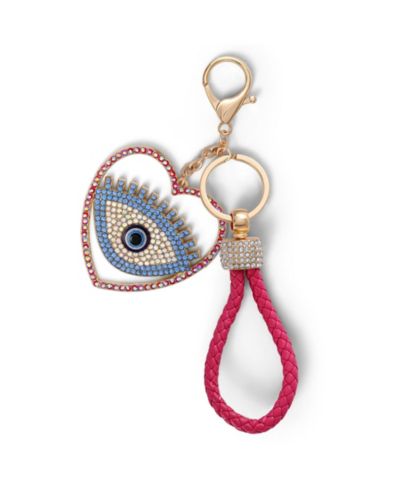 Jessica Simpson Evil Eye Heart Keychain with Pink Strap