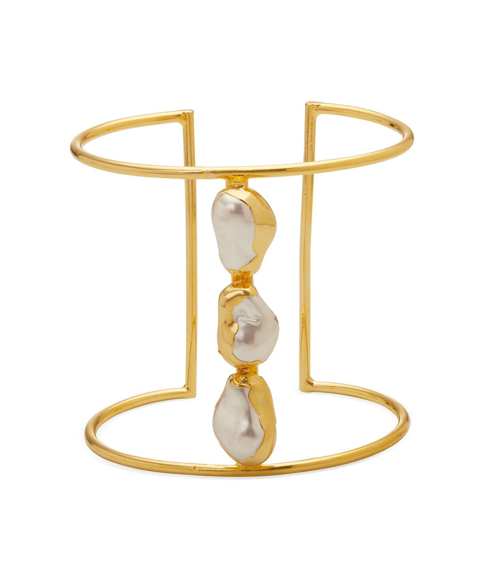 22k Gold-Plated Adjustable Kora Bracelet with Baroque Shell Pearls