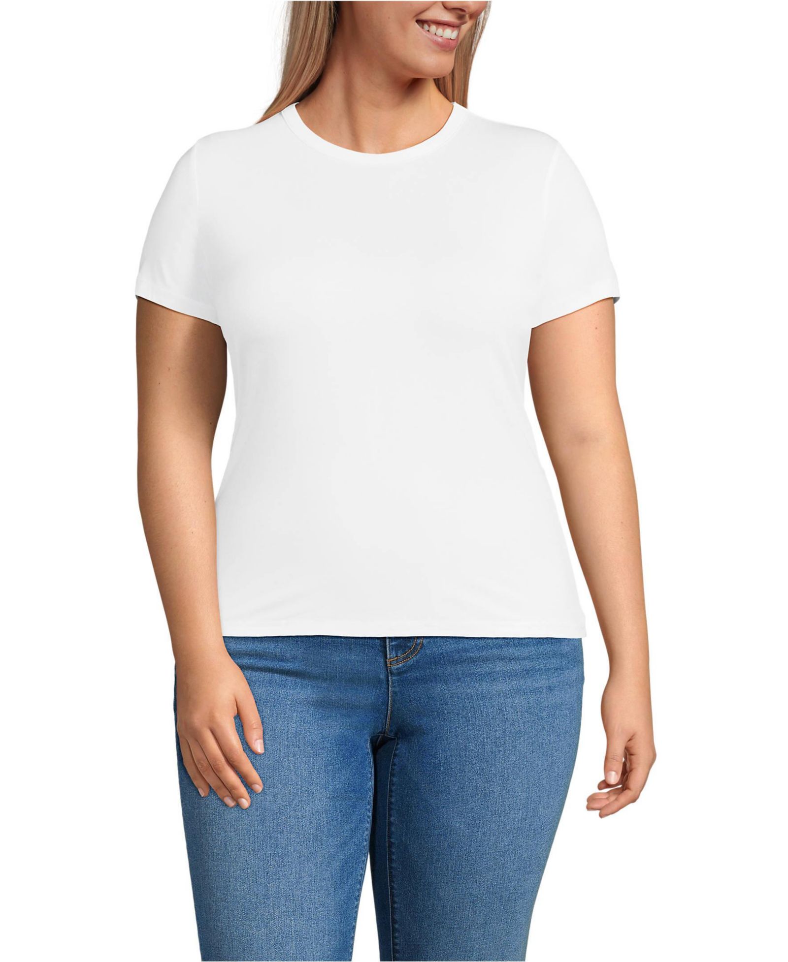 Lands' End Plus Size Short Sleeve Cooling Crew Neck T-Shirt