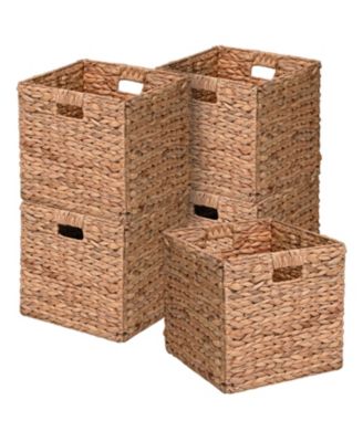 Happimess Bryce Classic Farmhouse Hand-Woven Hyacinth Collapsible Storage Cube Baskets with Handles (Set of 5)