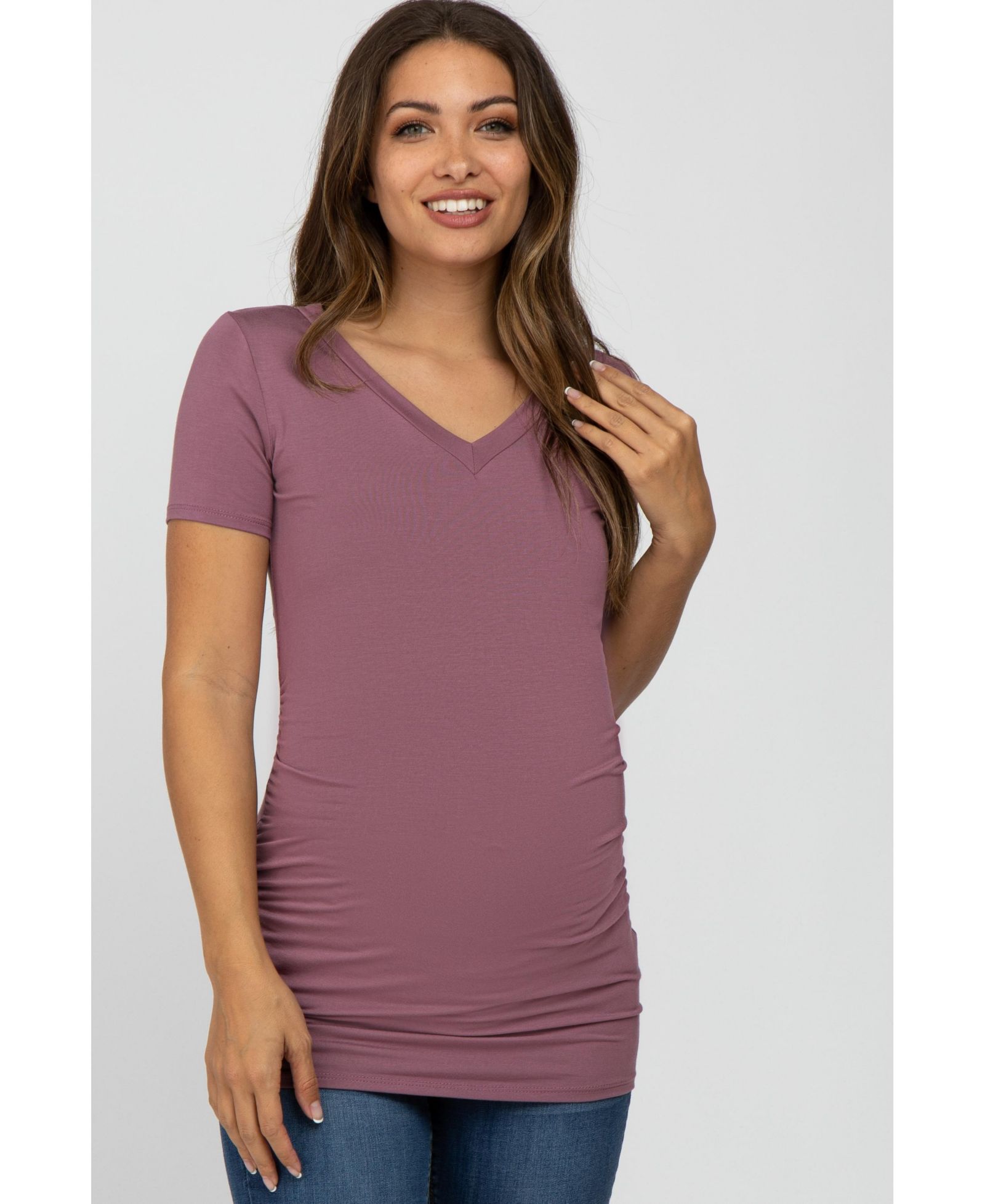 Pinkblush Women's V-Neck Ruched Side Top