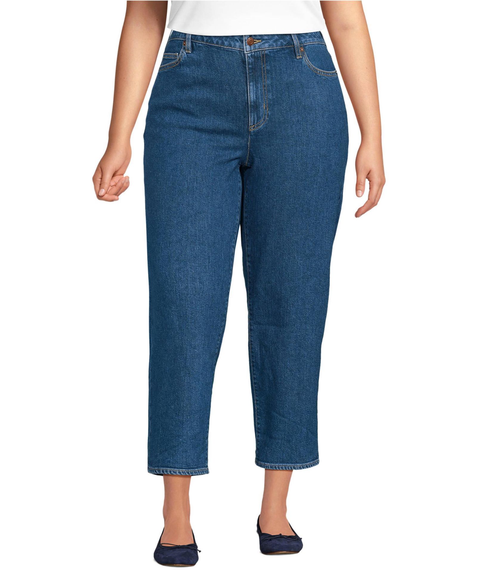 Женские джинсы Lands' End Soft Denim с заниженной посадкой и прямым кроем
