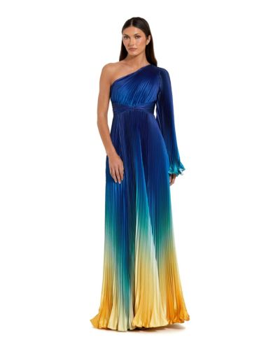 Вечернее платье Mac Duggal Women's Pleated Charmeuse One Long Flare Sleeve
