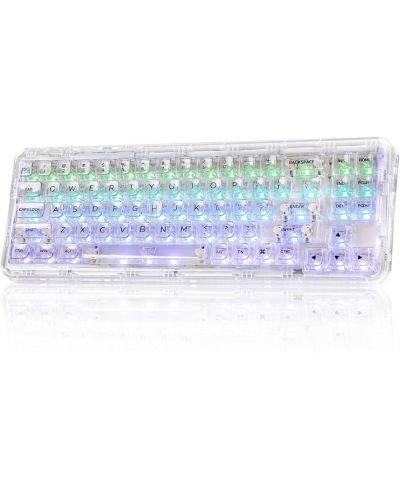 Беспроводная механическая клавиатура YUNZII X71 Transparent, 68% Layout, BT5.0/2.4G/USB-C Gasket Mount с RGB подсветкой для Windows/Mac