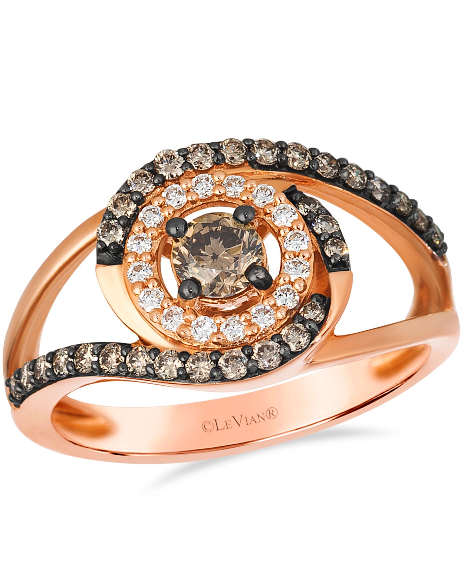 Кольцо Le Vian Chocolate Diamond и Vanilla Diamond (0.72 ct. t.w.) в 14K Strawberry Gold