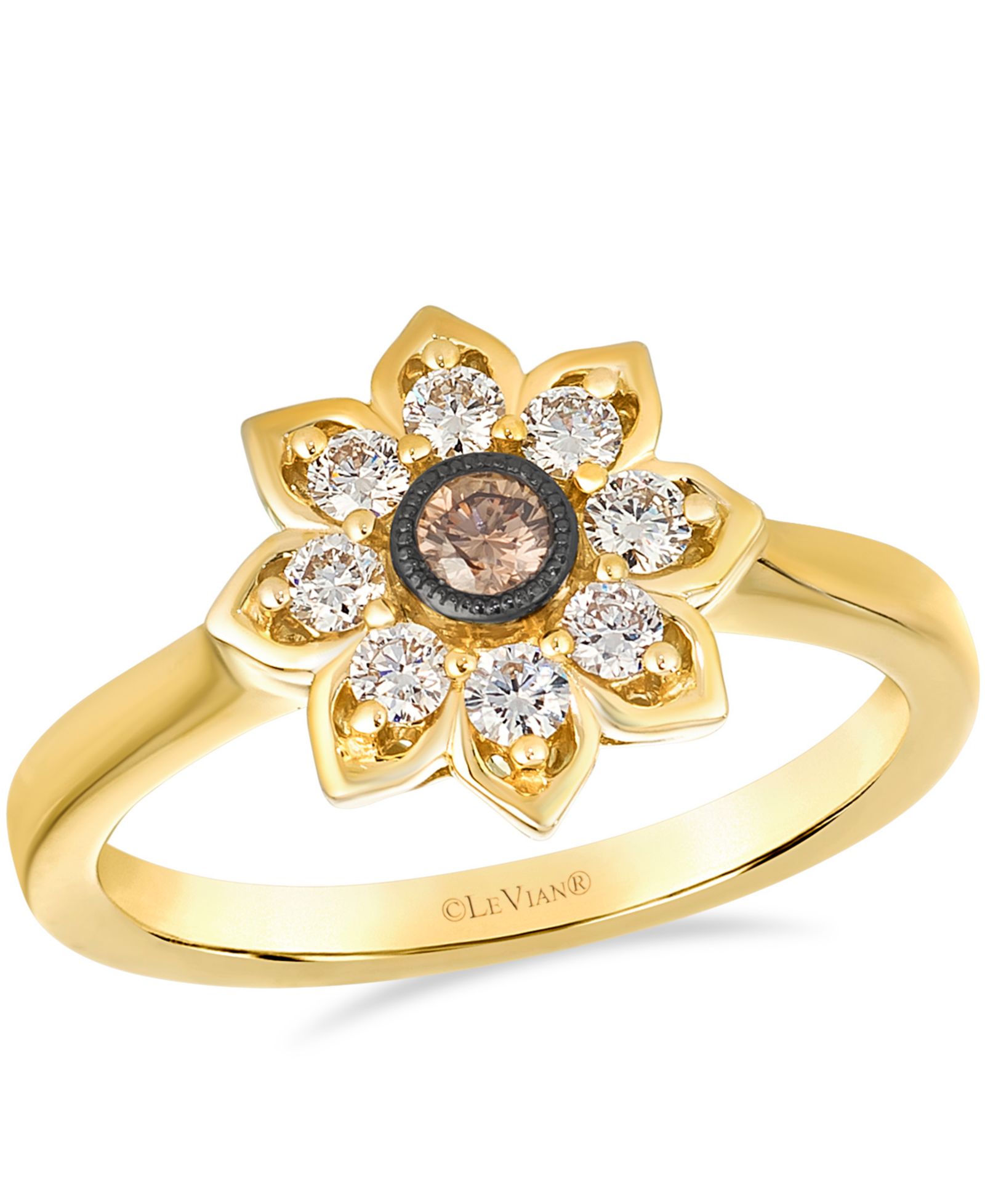 Le Vian Кольцо с нюдовым и шоколадным бриллиантом, 14K Honey Gold