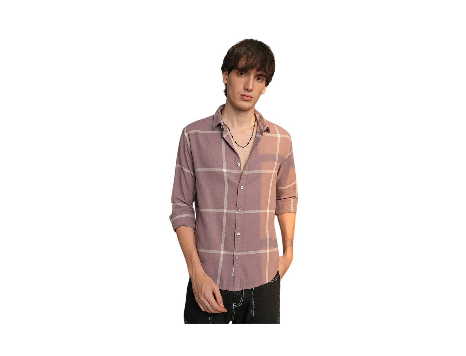 Cahoot Men's Campus Sutra Nude Pink Maxi-Graph Check Shirt