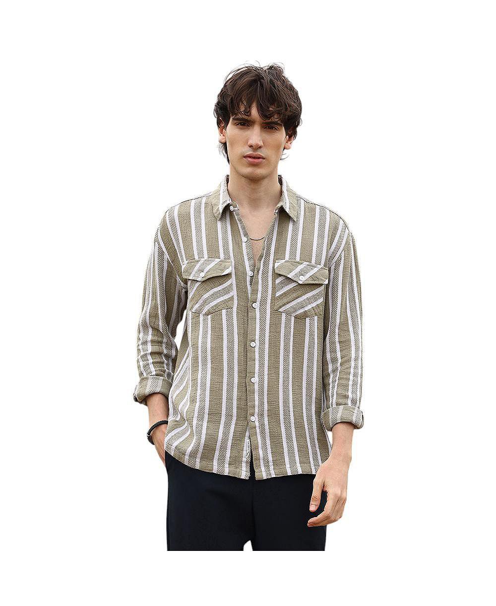 Campus Sutra Мужская рубашка oversized с полоской Halo-Stripe