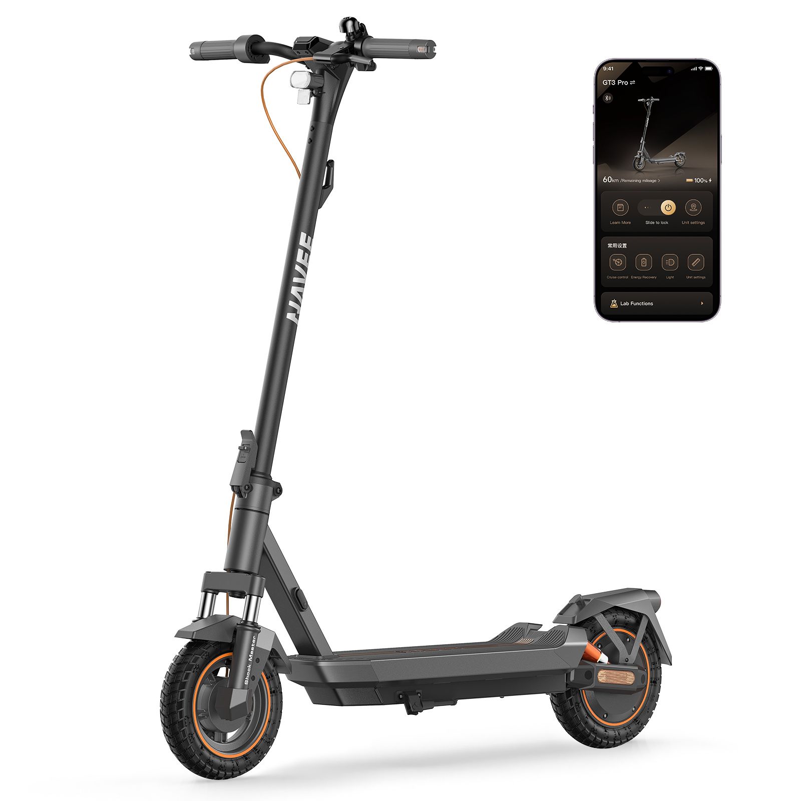 Электросамокат NAVEE GT3 Pro 37.3 miles Max Range & 20 mph Max Speed - Black