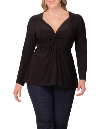 Топ Kiyonna Plus Size Abigail с длинными рукавами и завязками