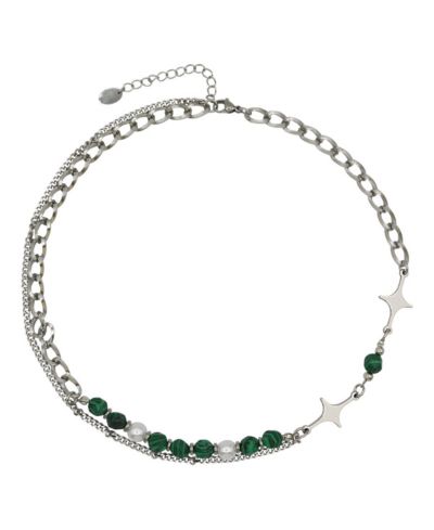 Бисерное ожерелье Rebl Jewelry Layered Stainless Steel с подвесками-звездами