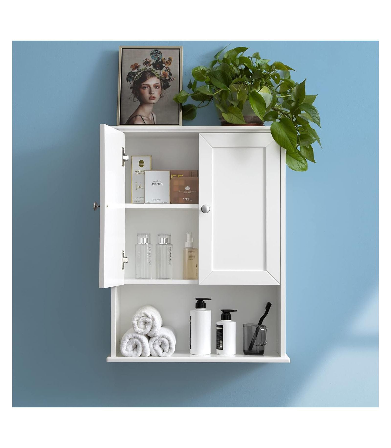 VANIRROR 24x30 Inch White Wall-Mounted Bathroom Cabinet – Over-the-Bathroom Storage with Doors for Bathroom, Laundry Room, Bedroom & Kitchen