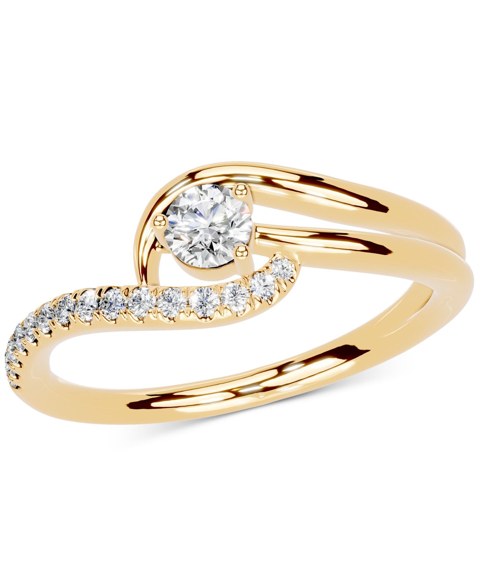 Помолвочное кольцо с бриллиантом (1/4 ct. t.w.) в желтом золоте 14k