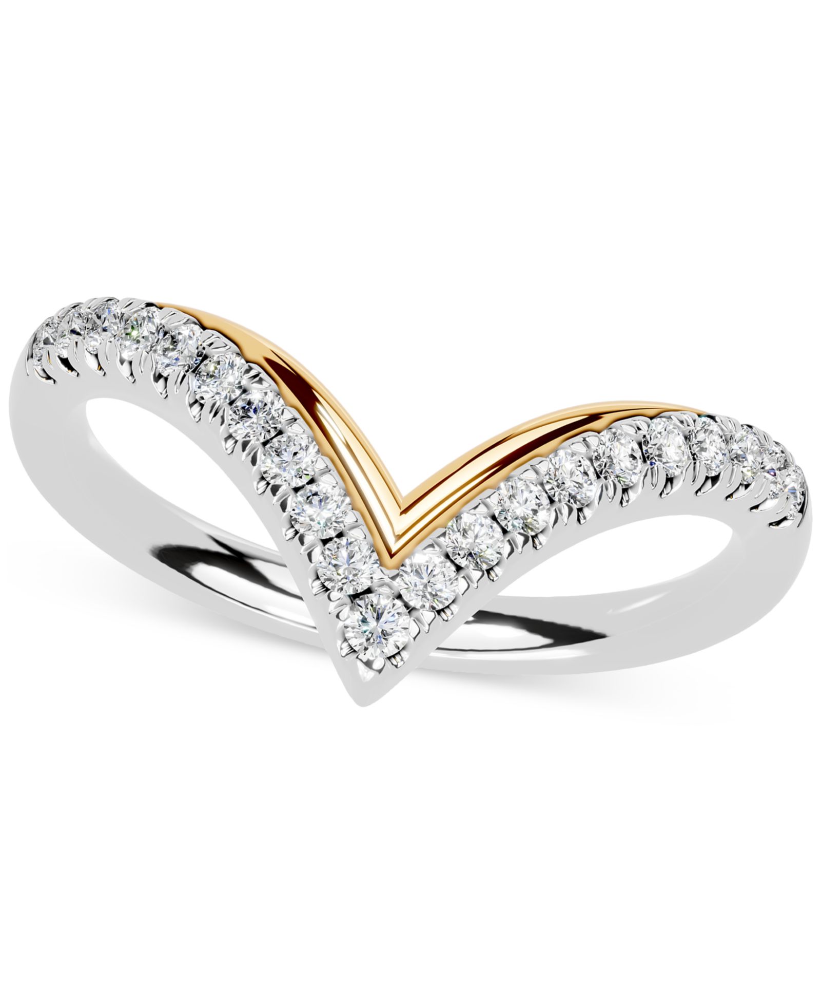 Кольцо с бриллиантами Diamond Chevron (1/4 ct. t.w.) в двухцветном золоте 14k