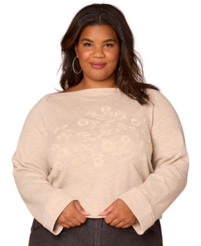 Democracy Plus Size Bell Sleeve Boat Neck Top