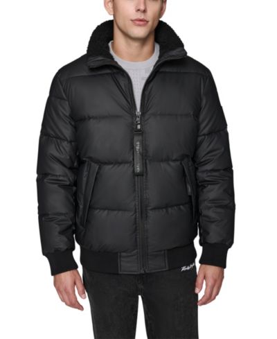 KARL LAGERFELD PARIS Men's Bomber Jacket with Sherpa Collar