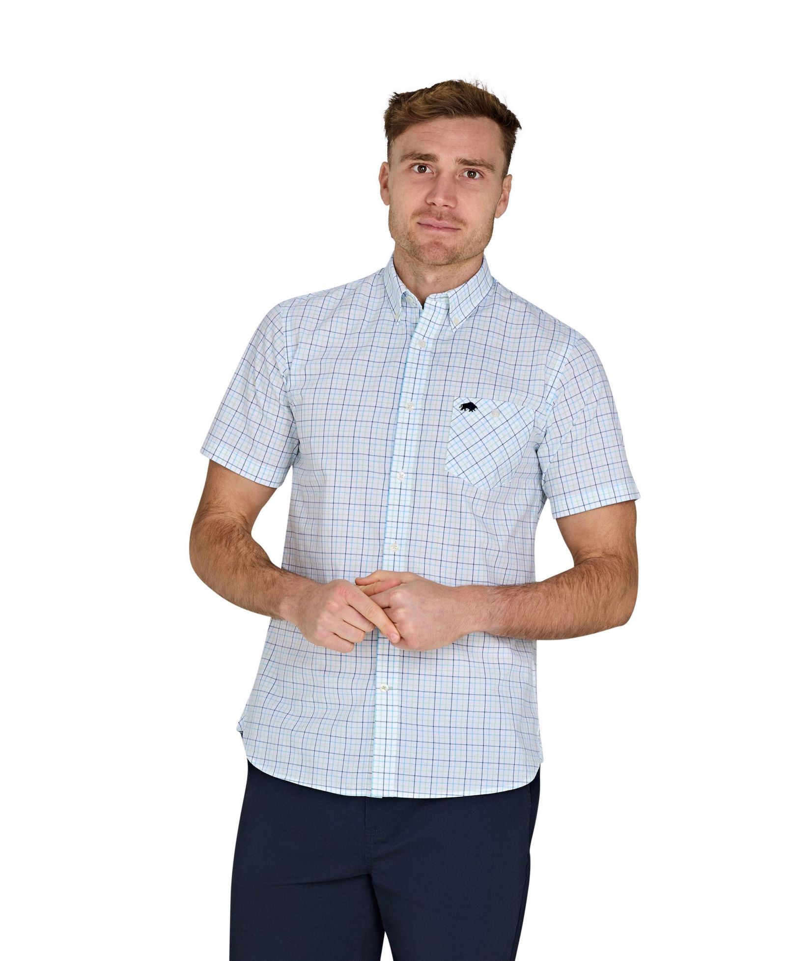 Мужская рубашка Raging Bull Big & Tall S/S Window Pane Cotton Poplin