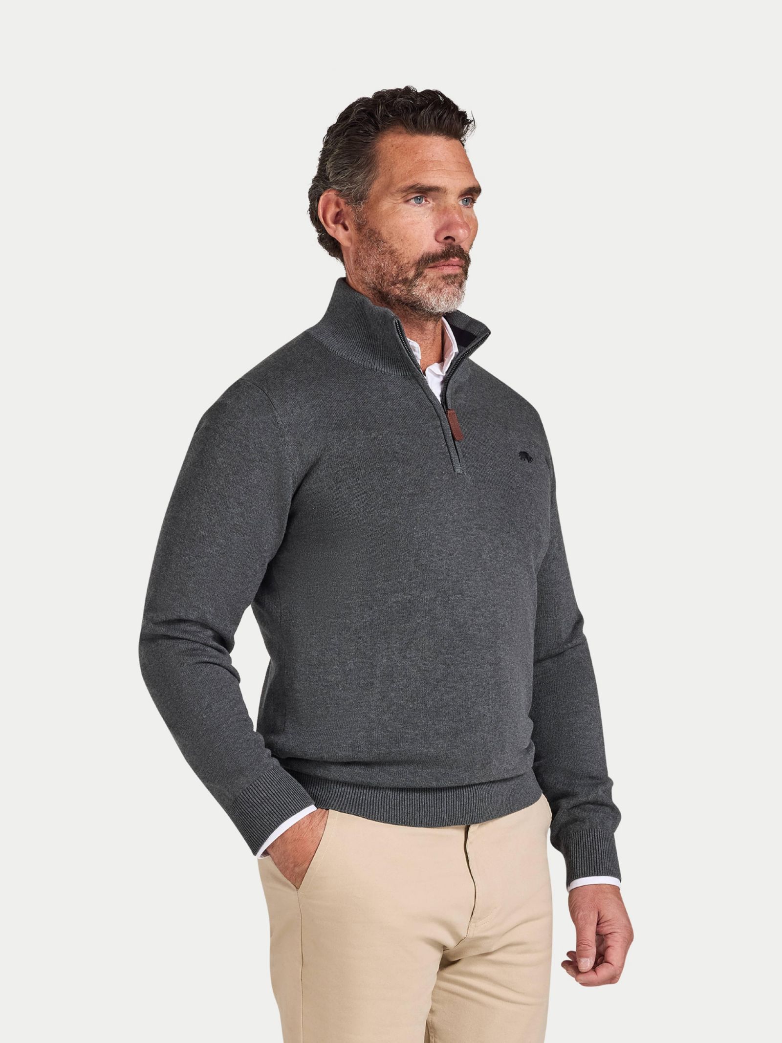 Raging Bull Big & Tall Quarter Zip Cashmere Blend Sweater