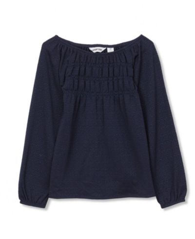 Lands' End Женская трикотажная рубашка Smocked Long Sleeve