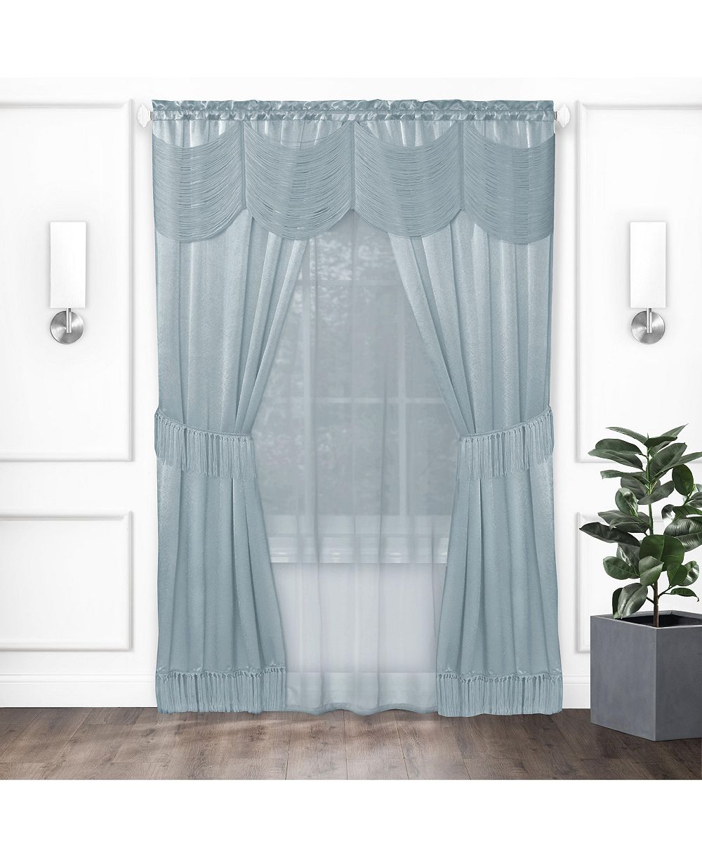 Комплект Kate Aurora Satin Chic Window Curtain, Tiebacks & Valance 84"