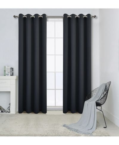 Kate Aurora 100% Hotel Blackout Thermal Insulated Grommet Curtains (2 Pack)