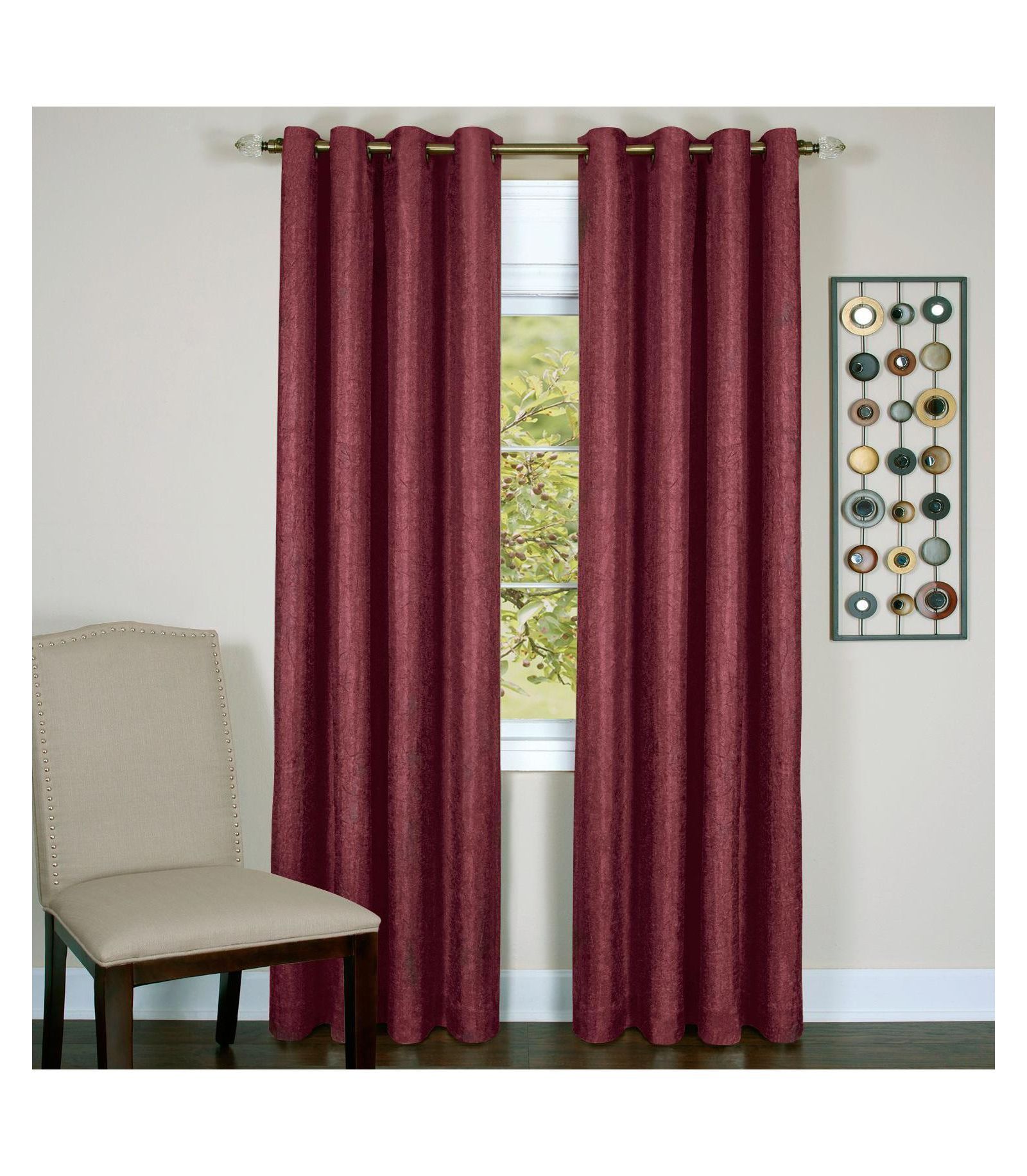 Kate Aurora  Vesper Room Darkening Grommet Top Crinkled Satin Lined Single Window Curtain Panel - 84 in. Long