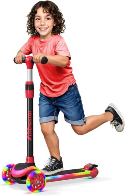 Lifemaster 3-Wheel Kids Scooter with Multi-Color LED Lights & Adjustable Handlebar, 150 lbs Capacity, Ages 3+