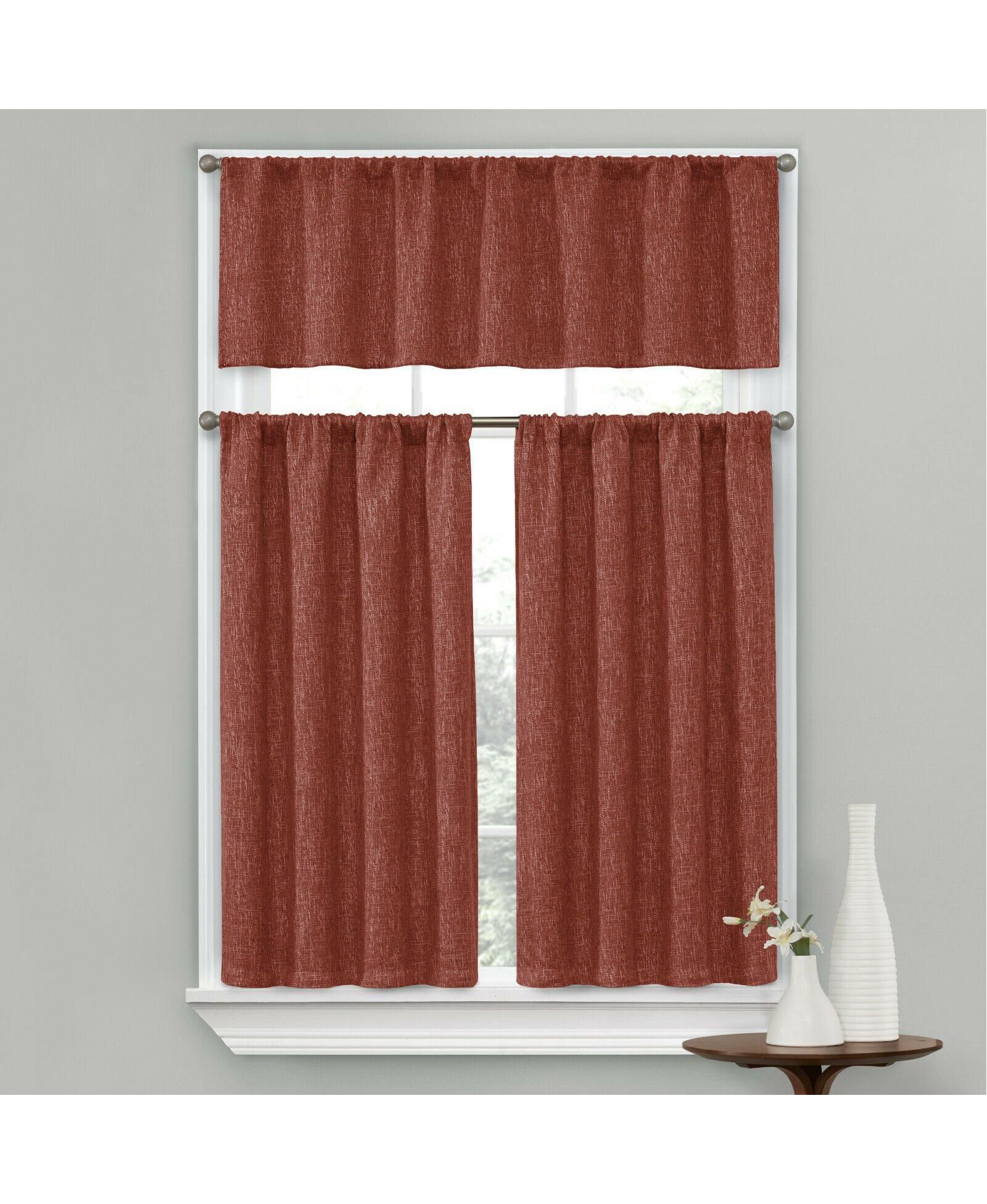 Комплект из 3 предметов штор Kate Aurora Textured Kitchen Curtain Tier & Valance