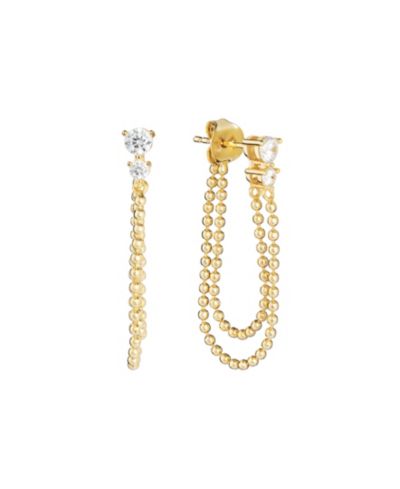 Macy's Cubic Zirconia 14k Gold Over Sterling Silver Bead Chain Earrings