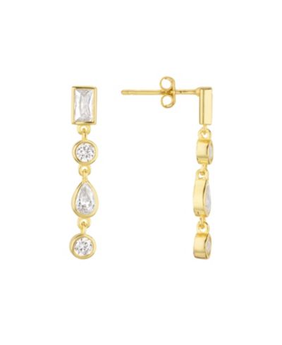 Macy's Серьги-подвески с кубическим цирконием, золото 14k поверх стерлингового серебра