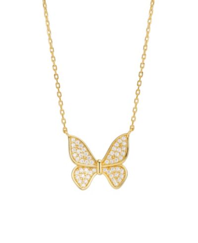 Macy's Cubic Zirconia 14k Gold Over Sterling Silver Butterfly Necklace