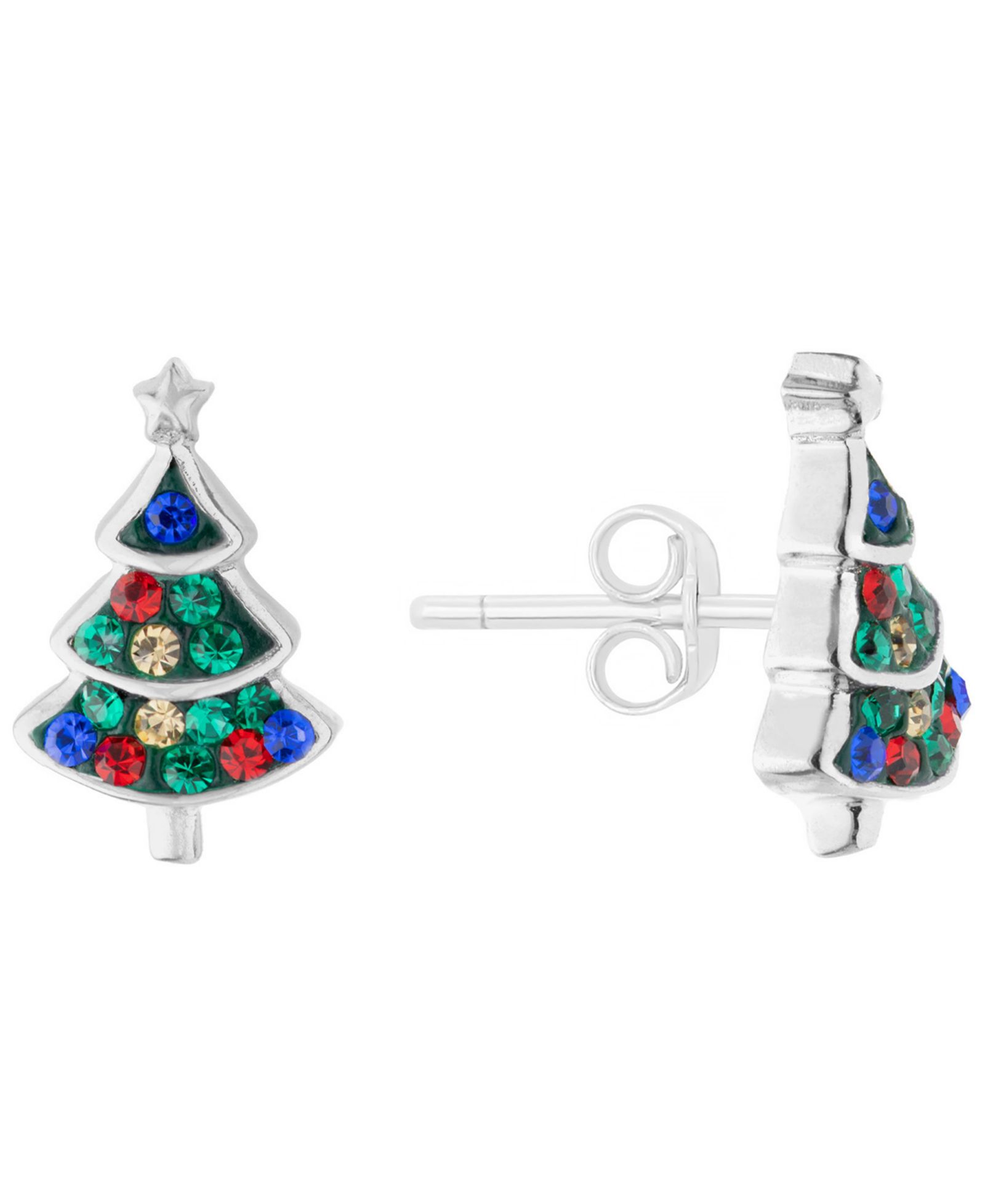 Macy's Crystal Stone Christmas Tree Stud Earrings