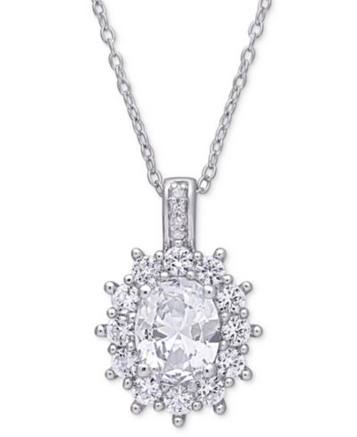 Подвеска-кулон Gemstone & Diamond Accent Halo 18" в стерлинговом серебре
