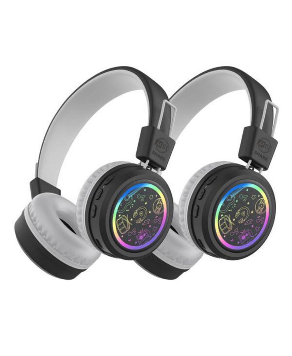 Mee Audio KidJamz Share Wireless Multipoint Connectivity Volume-Limiting On-Ear Headphones with LED Lights, 2-Pack