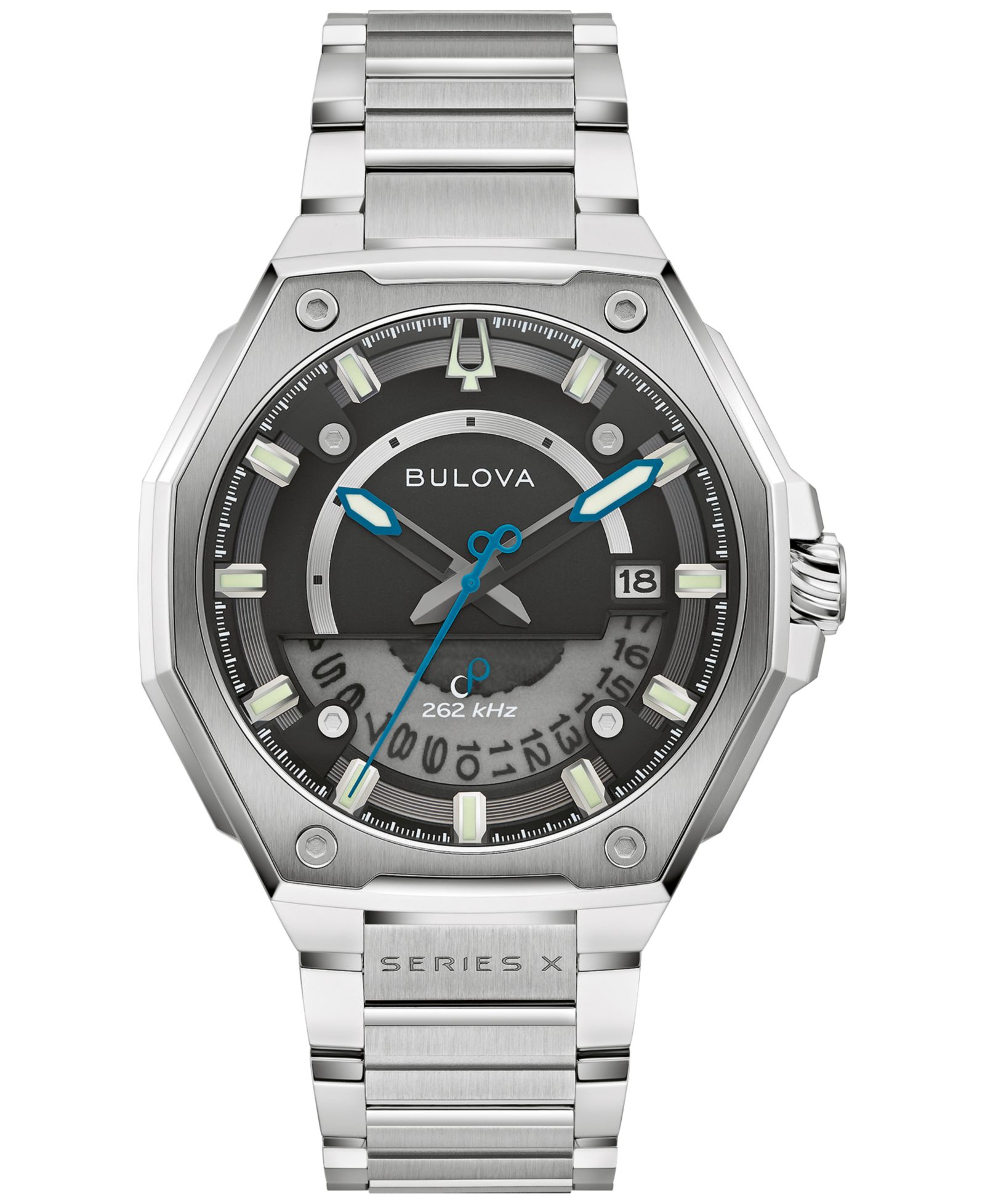 Bulova Men's Luxury Series X HPQ Precisionist Silver-Tone Stainless Steel Bracelet Watch 42mm
