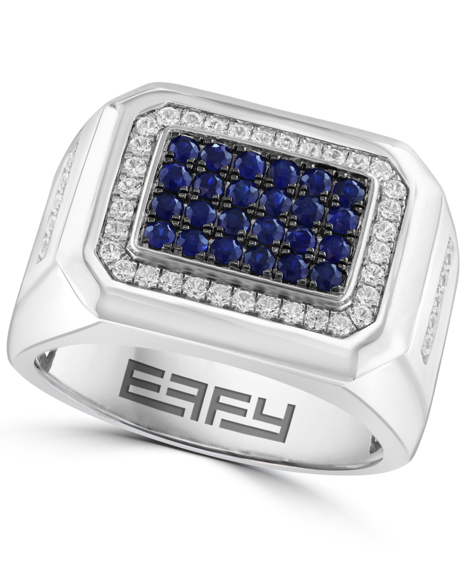 EFFY Collection кольцо с сапфиром (3/4 ct. t.w.) и белым цирконом (5/8 ct. t.w.) из стерлингового серебра