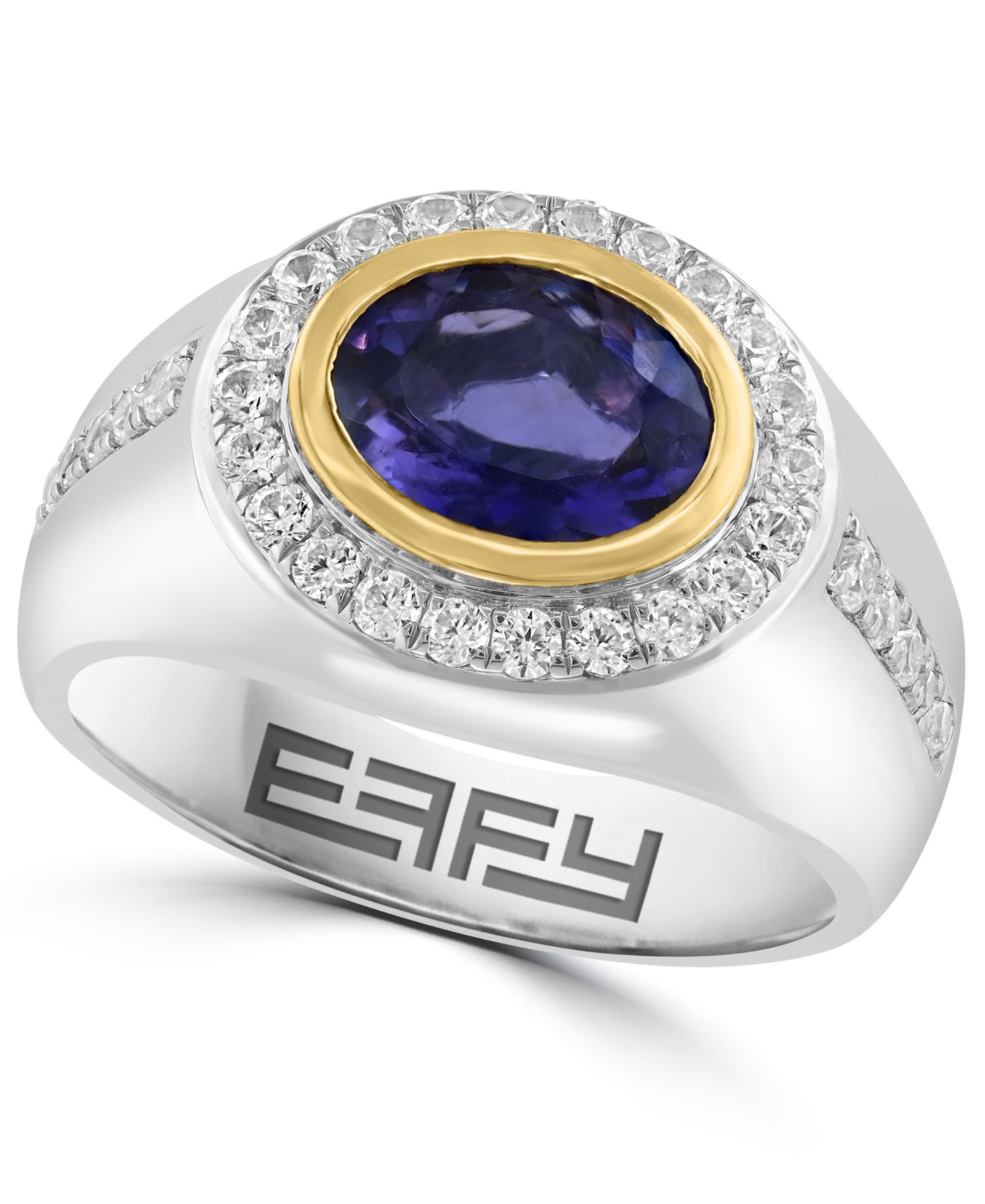 Кольцо EFFY Collection с иолитом (2 ct. t.w.) и белым цирконом (1-1/8 ct. t.w.) из стерлингового серебра