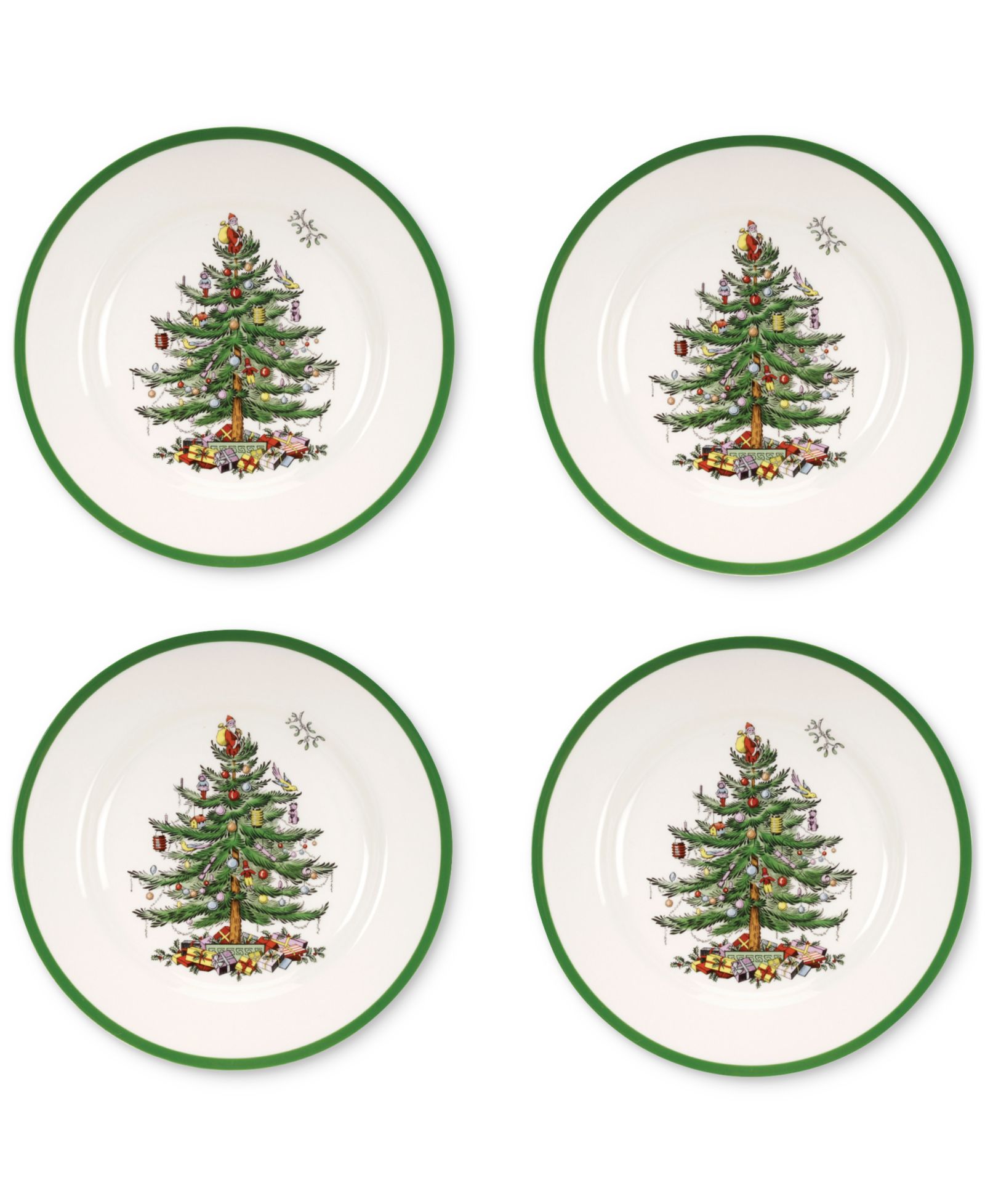 Spode Christmas Tree Dinner Plates, Set of 4