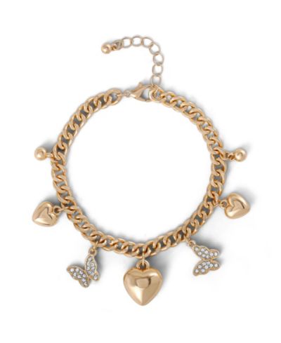 Jessica Simpson Heart and Butterfly Gold-Tone Bracelet
