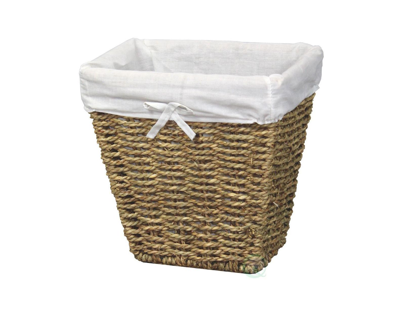 Wickerwise Woven Seagrass Small Waste Bin Lined with White Washable Lining