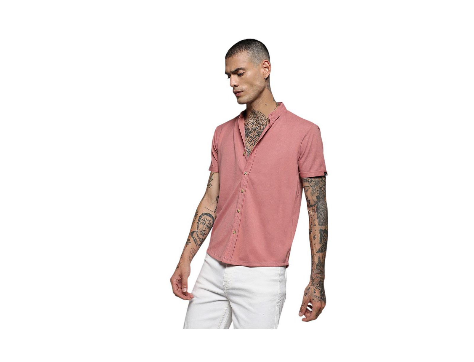 Cahoot Men's Campus Sutra Salmon Pink Basic Shirt