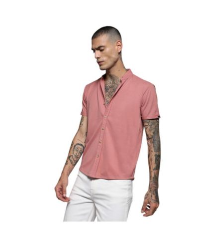 Cahoot Men's Campus Sutra Salmon Pink Basic Shirt