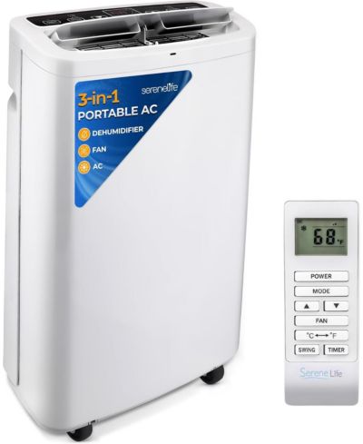 SereneLife Portable Compact Home Cooling Unit with Built-in Dehumidifier and Fan Modes Window Mount Kit Air Conditioner 14000 BTU