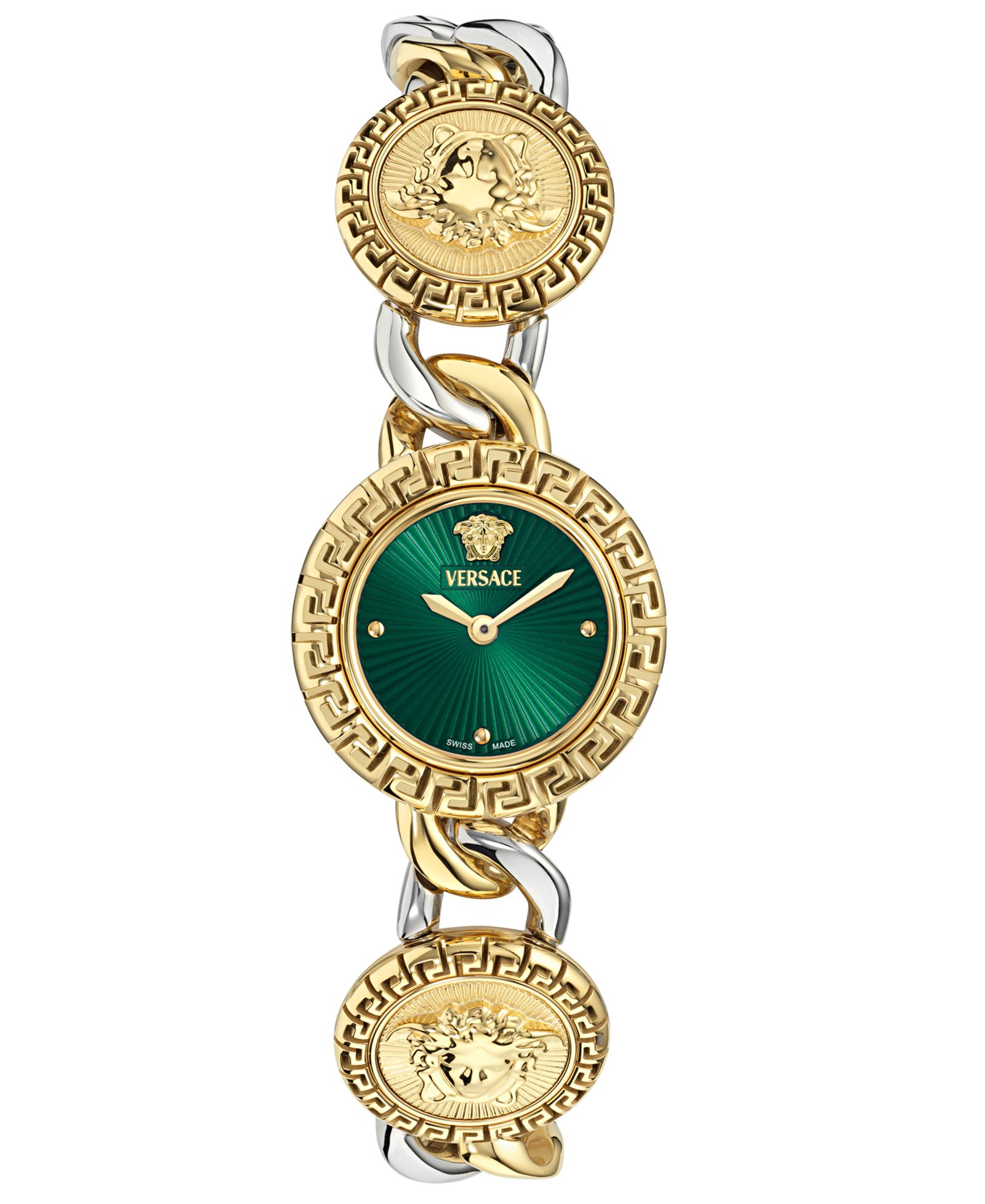 Часы Versace Women's Swiss La Greca Stud Icon Two-Tone Link Bracelet 28mm