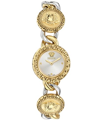 Женские часы Versace Swiss La Greca Stud Icon Two-Tone Link Bracelet, 28mm