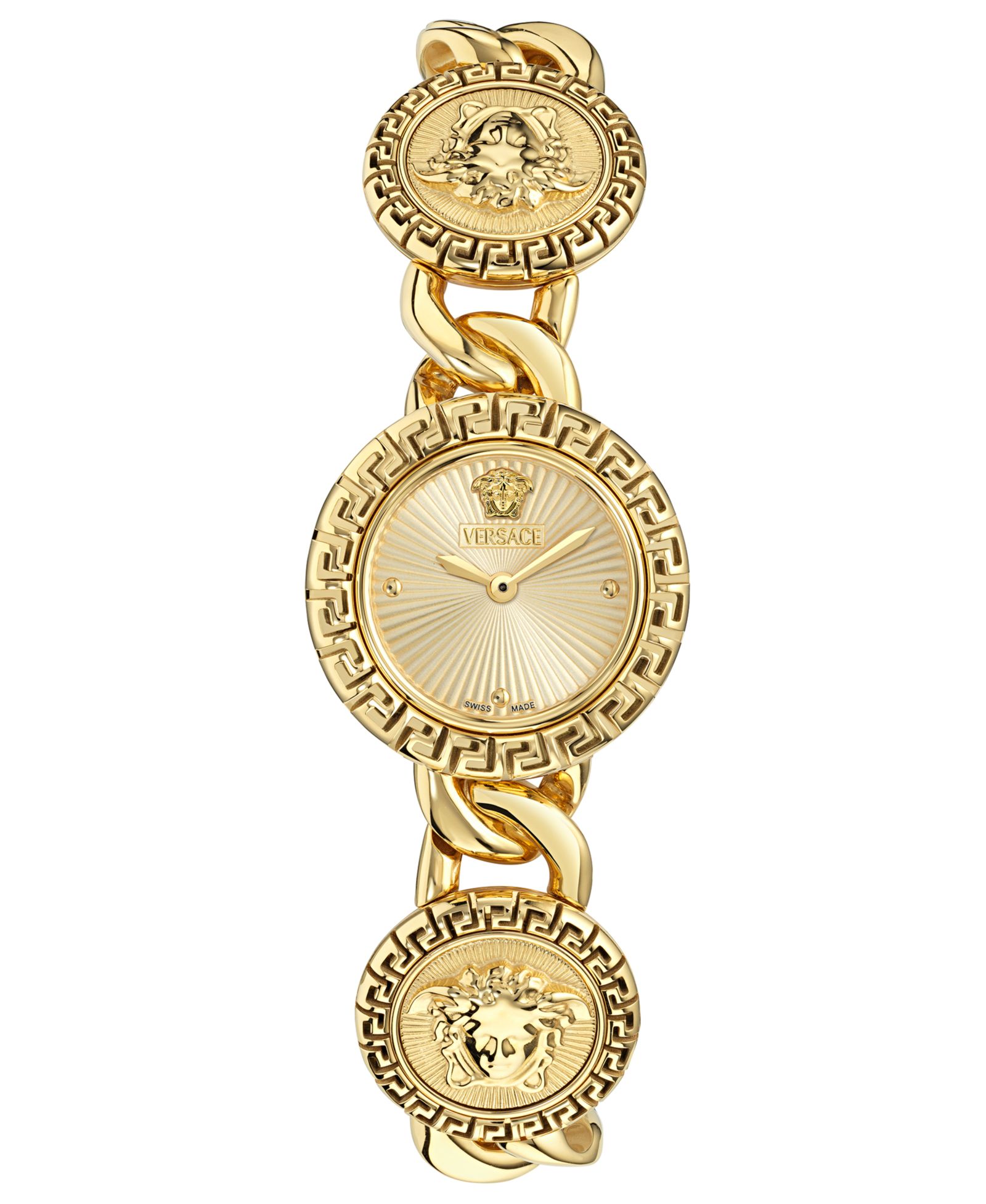 Женские наручные часы Versace Swiss La Greca Stud Icon Gold Ion Plated, 28mm